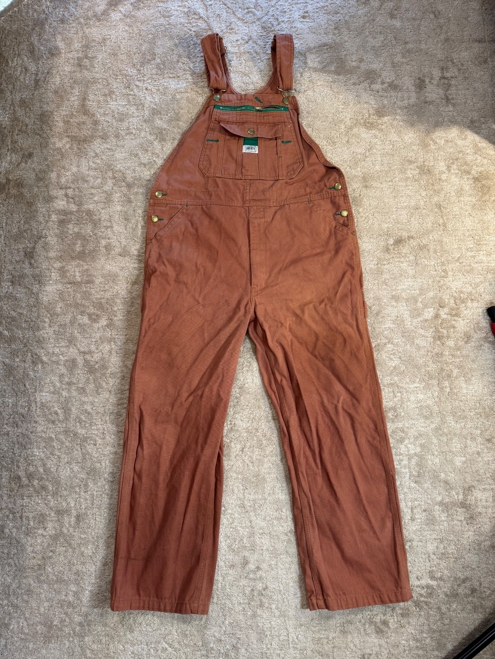 Liberty Rust Orange Cotton Overalls Size 38x30